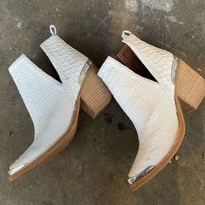 Free People White Croc Heel Ankle Boot (western style)